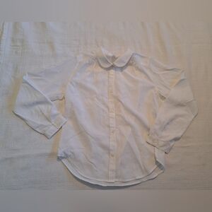 Uni Qlo girls size 7/8 white Peter Pan collar long sleeve blouse, EUC